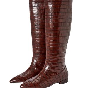 Faux Croc Embossed Riding Boot